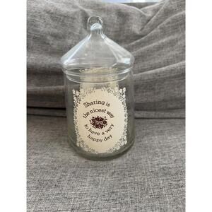 1976 Vintage Holly Hobbie Glass Apothecary Jar Cookie Candy Tea Treasure Lidded